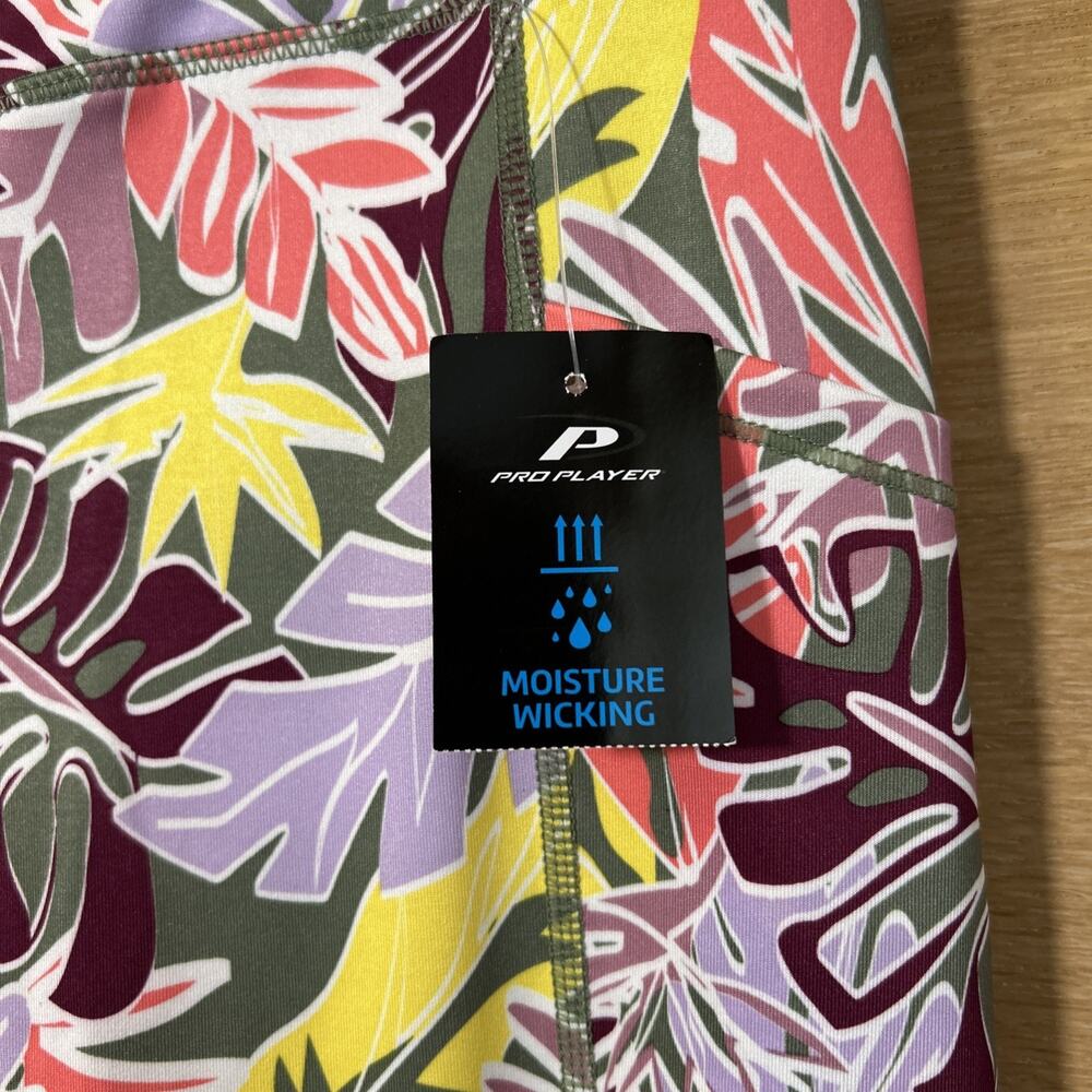 NEW Pro Player Women's Sz Large moisture-wicking workout leggings Tropical Print - Picture 2 of 5